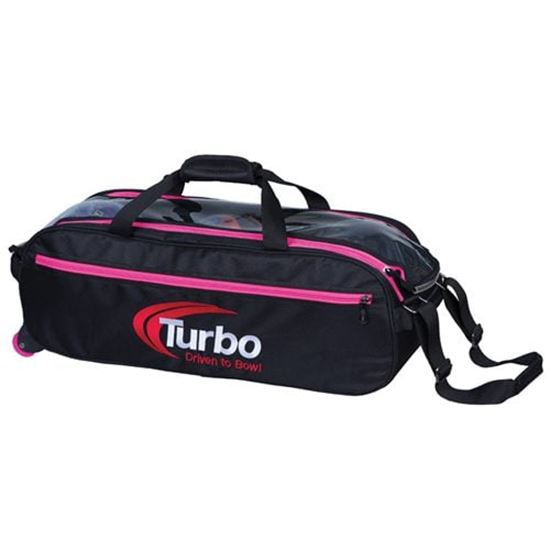Picture of Turbo Pursuit 3 Ball Travel Tote Black Pink Bowling Bag